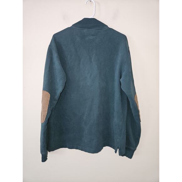 Woolrich Pullover Sweater Men's Medium 1/4 Zip Long Sleeve Elbow Patch Green - Picture 7 of 8